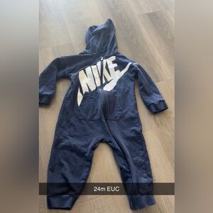 Nike Dark Blue Hooded Baby Jumpsuit